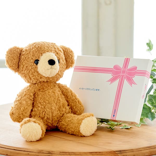 【日本製】クマのフカフカ(M)ブラウン＋ドキドキHAPPYBOX電報