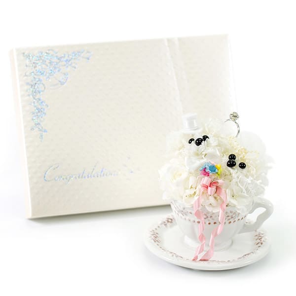 〈*Rosary*〉ブライド＆グルーム＋キラキラHAPPYBOX電報プレシャスホワイト