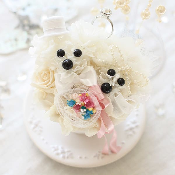 〈*Rosary*〉ブライド＆グルーム＋キラキラHAPPYBOX電報プレシャスホワイト