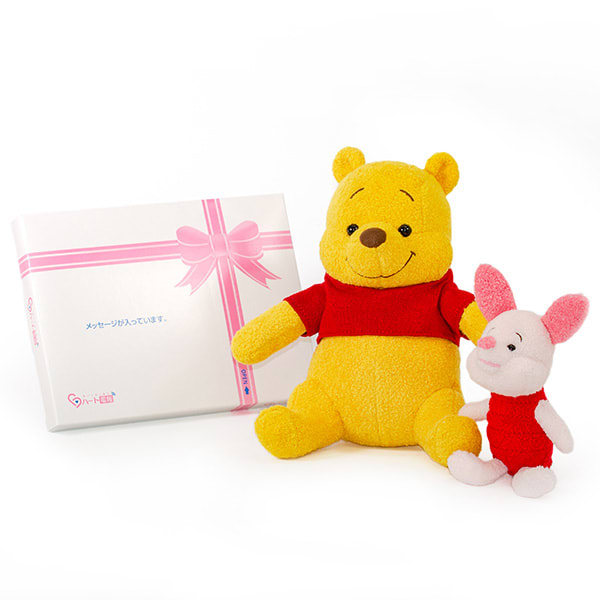 【ディズニー】Winnie the Poohプーさん＆ピグレットぬいぐるみ＋ドキドキHAPPYBOX電報