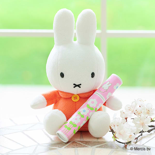 ミッフィー ぬいぐるみ（オレンジ）＋ミッフィー 丸筒電報ピンク