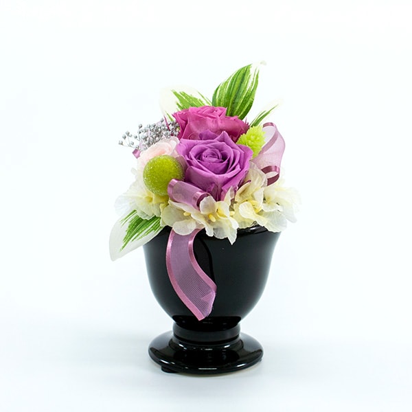 プリザーブド供花メモリアルポット詩杯型（S）ライラック