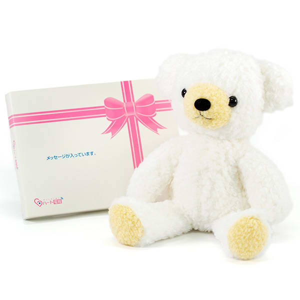 【日本製】クマのフカフカ(M)ユニコーン ホワイト＋ドキドキHAPPYBOX電報