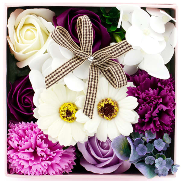 フラワーフレグランス(ピンクBOX)＋キラキラHAPPYBOX電報プレシャスホワイト