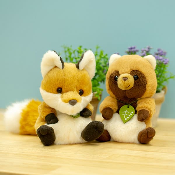 potte キツネ&タヌキぬいぐるみ＋ドキドキHAPPYBOX電報