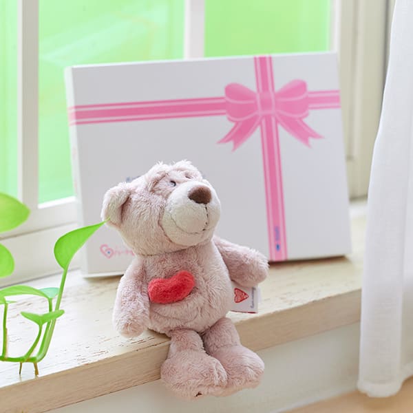 NICI（ニキ）ラブベア クラシックぬいぐるみ ポポ（15cm）＋ドキドキHAPPYBOX電報