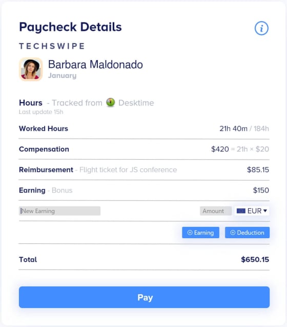 Automate Payments Integrated with Dedicated Employee Times