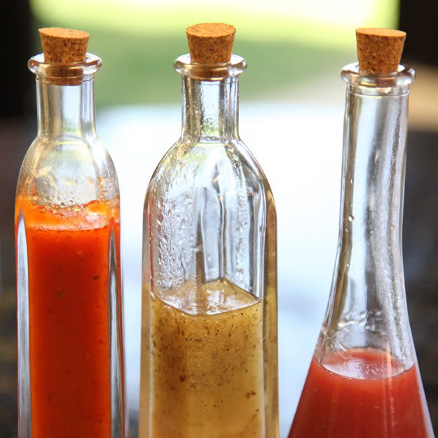 Salad Philosophy: Close up image of salad dressing options