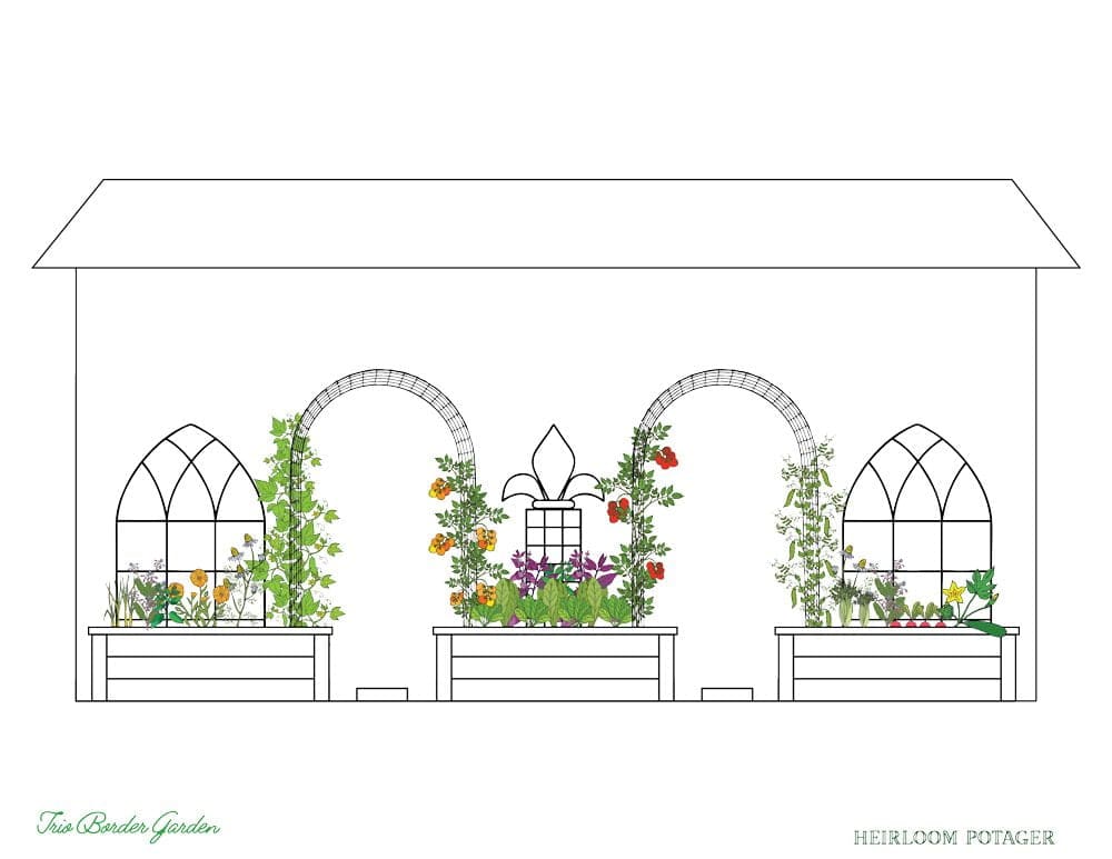 Trio Border Garden Rendering | Copyright 2020 Heirloom Potager