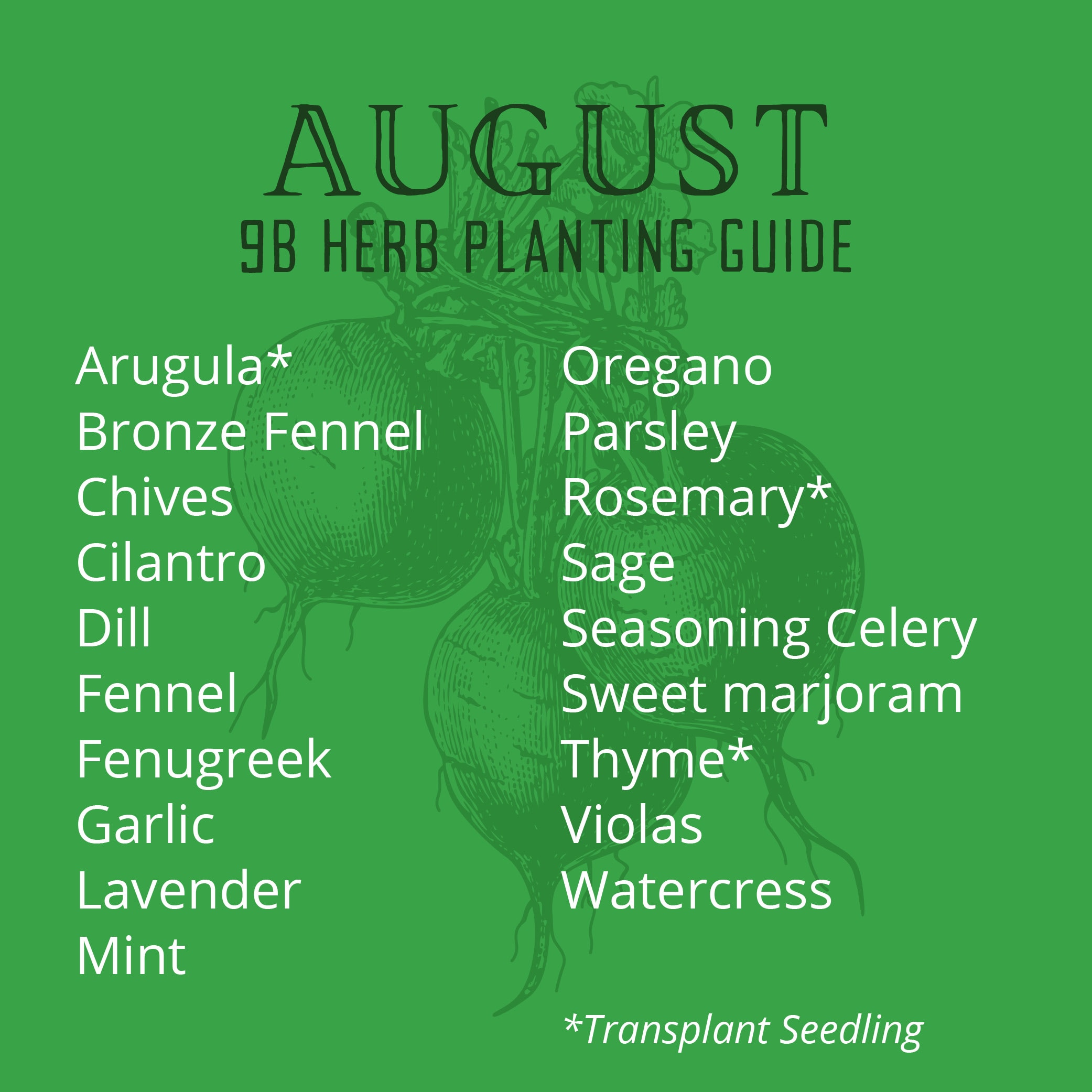 Zone 9b August Planting Guide3 Orange County August planting guide