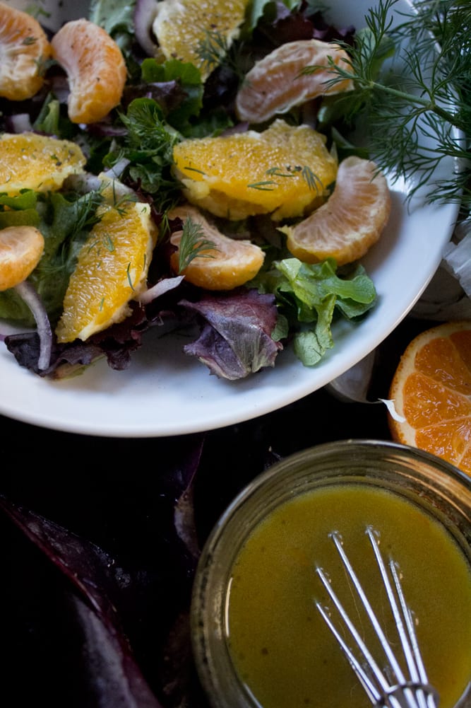 Everyday Bistro Salad with Winter Citrus - tender greens + herbs, oranges + mandarins