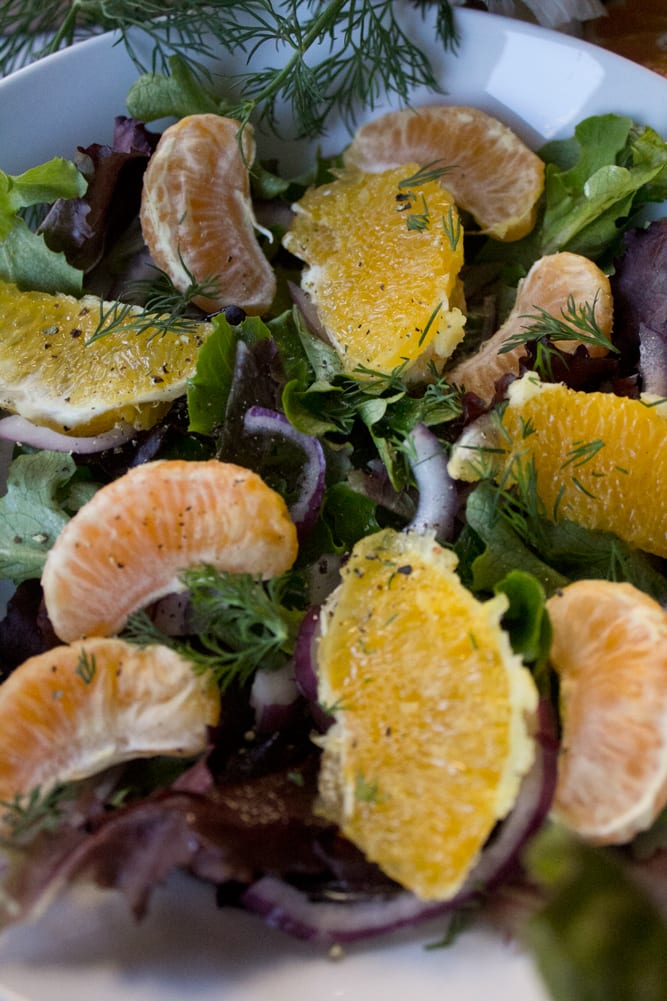 Everyday Bistro Salad with Winter Citrus - Seasoned with garlic Dijon vinaigrette