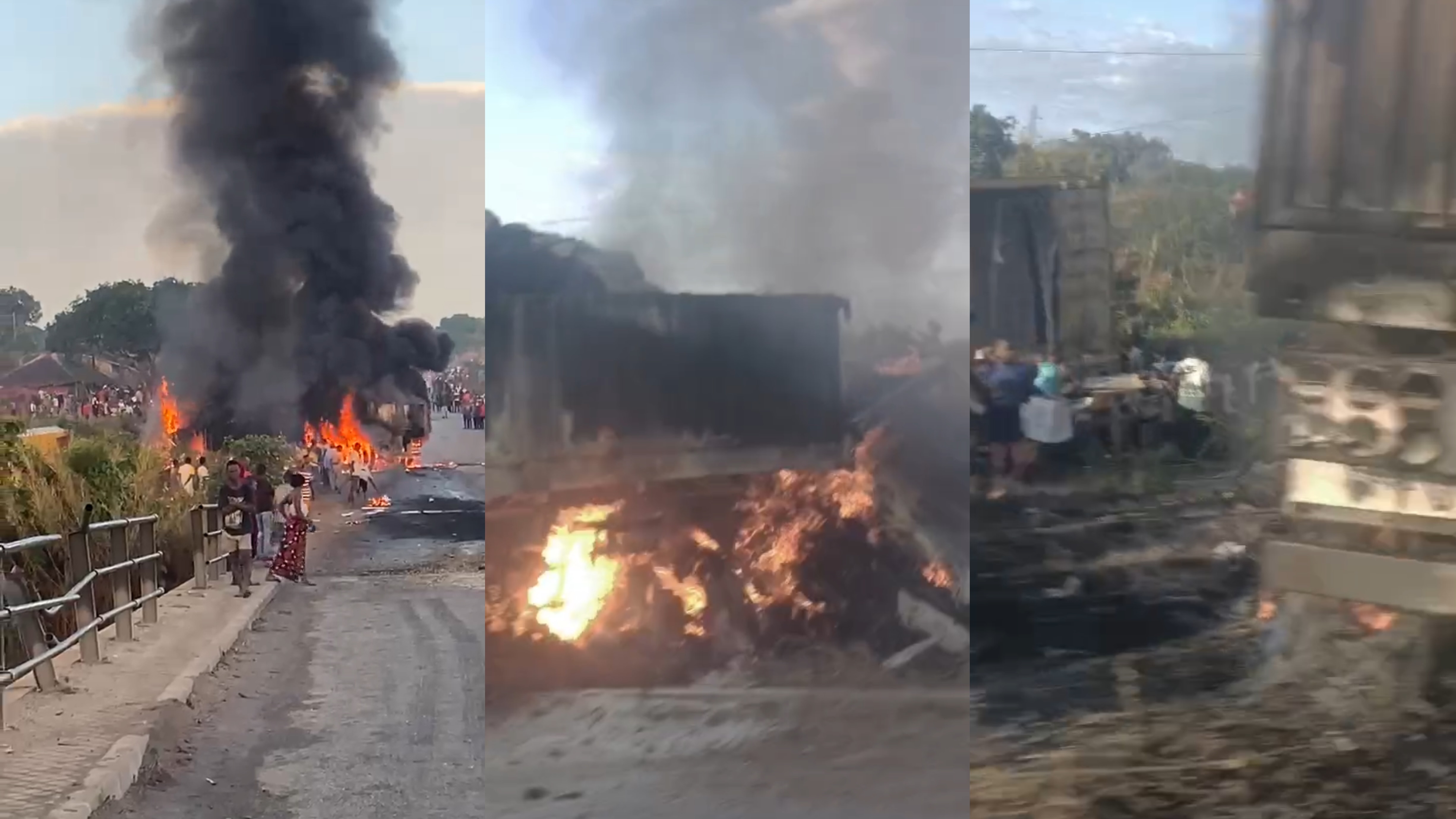 Cinco pessoas morrem carbonizadas em grave acidente entre camiões em Nampula