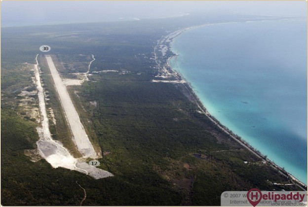 Arthur's Town Airport by helicopter