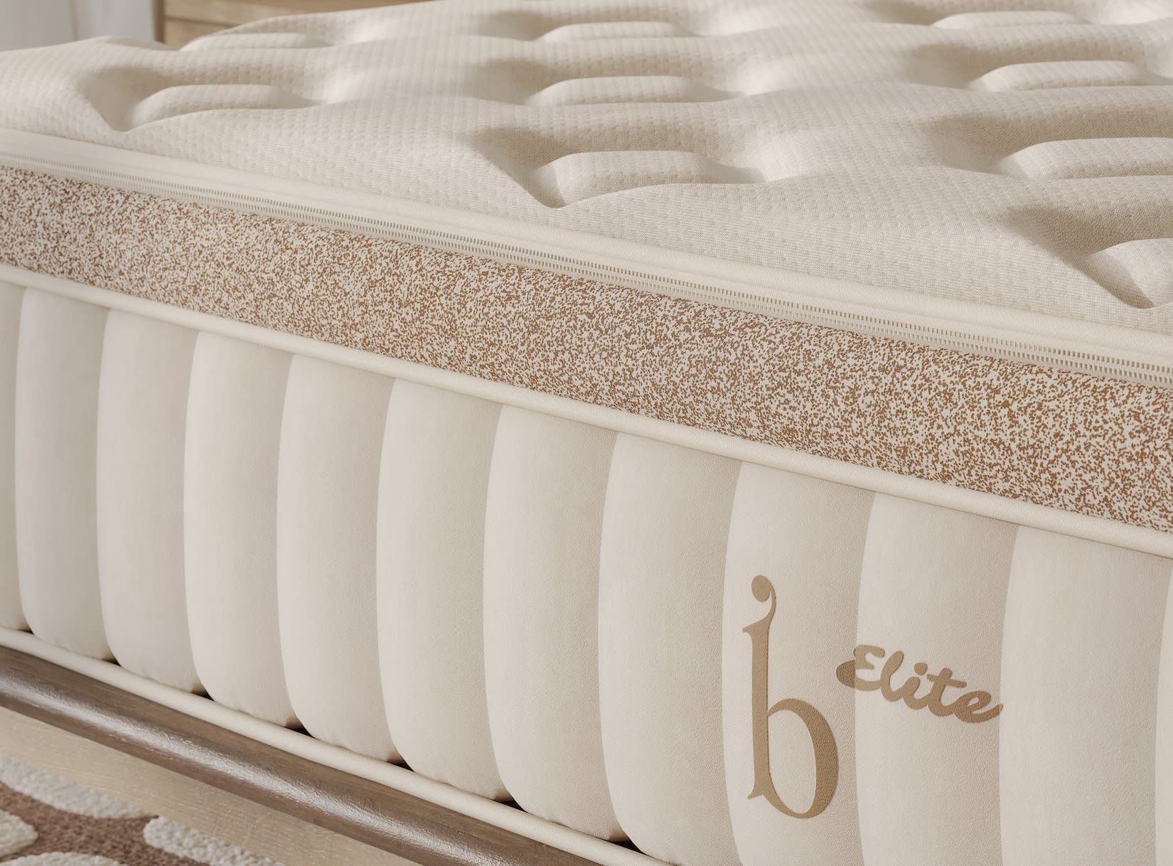 Place the comfort insert on top of the encased support base, with the heat seal displaying your Birch mattress model at the foot of the bed.