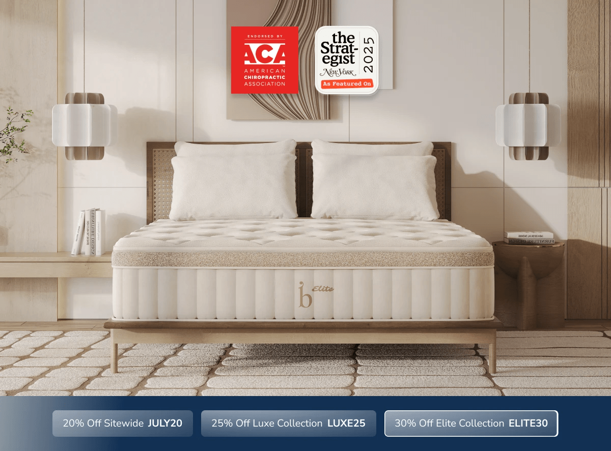 An image of the Birch Elite mattress with a callout to save 30% on Elite mattresses with code ELITE30