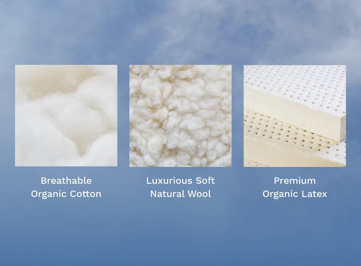 The Birch Kids Natural Mattress is made with organic cotton, organic latex, and natural wool.