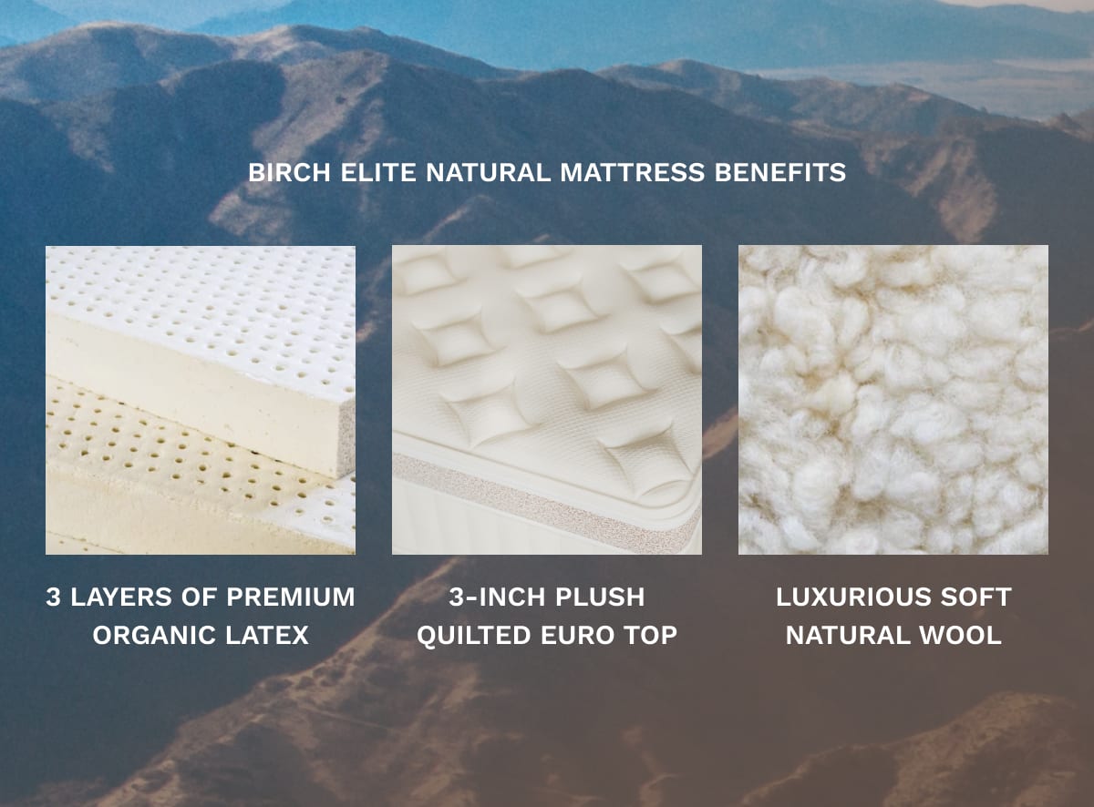 The Birch Elite has a 3" plush top made of organic latex and natural wool.