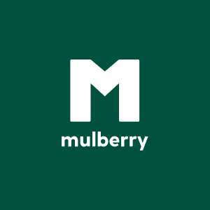 Mulberry logo on a green background
