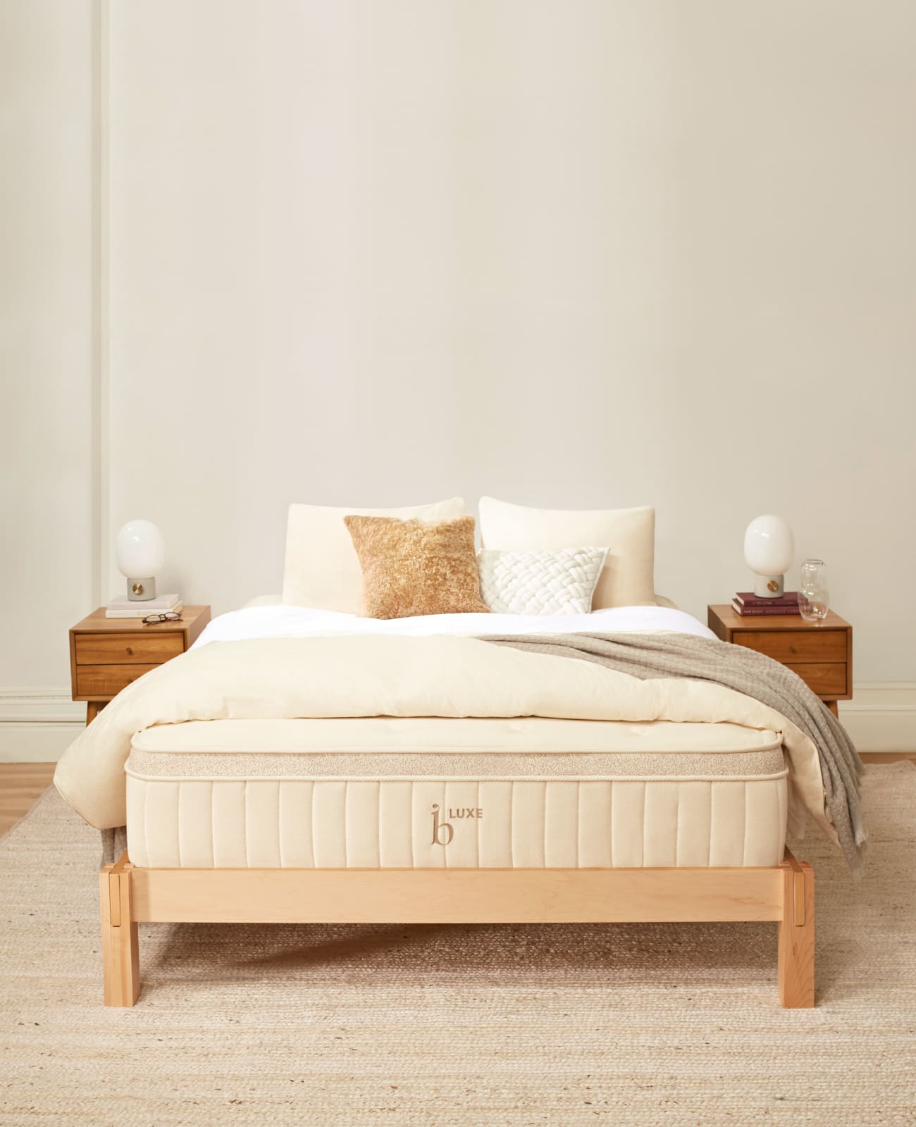 Birch Luxe Natural Mattress with bedding on top
