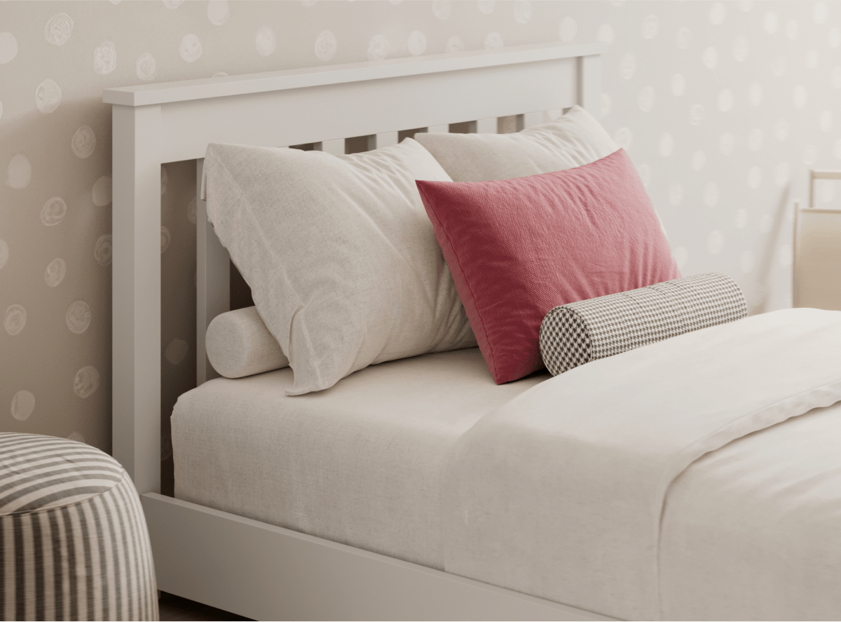 A rendered image showing the Gramercy Bed Frame in a bedroom setting