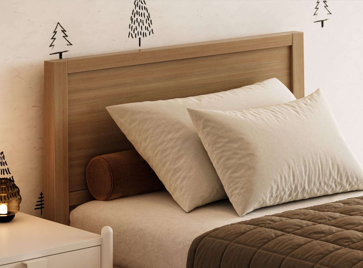A rendered image of the Cooper Bed Frame in a kids bedroom scene