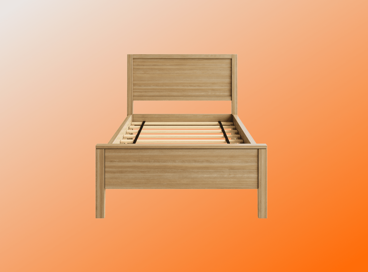 A rendered image of the Cooper Bed Frame in a kids bedroom scene