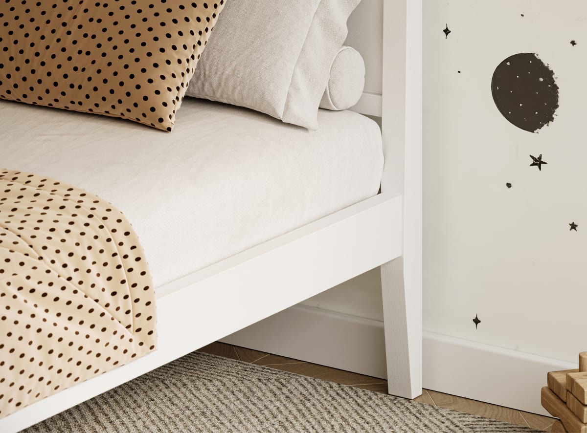 A rendered image of the Cooper Bed Frame in a kids bedroom scene