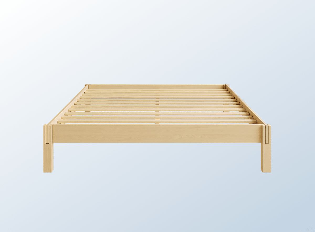 A product image of the Madison Bed Frame in a blue gradient background