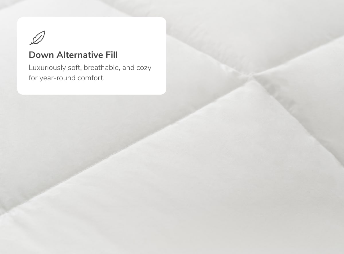 A closeup of the Duvet Insert showcasing its down alternative fill