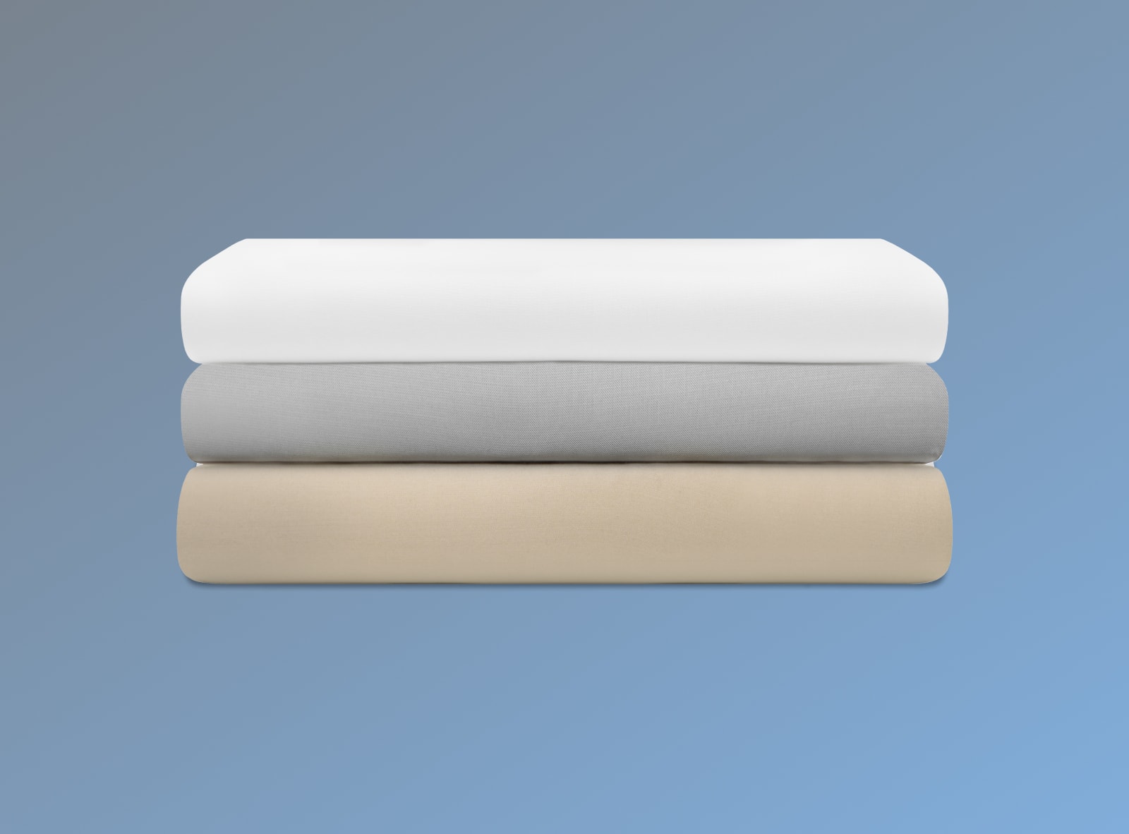 3 cotton blend sheets folded on a white background