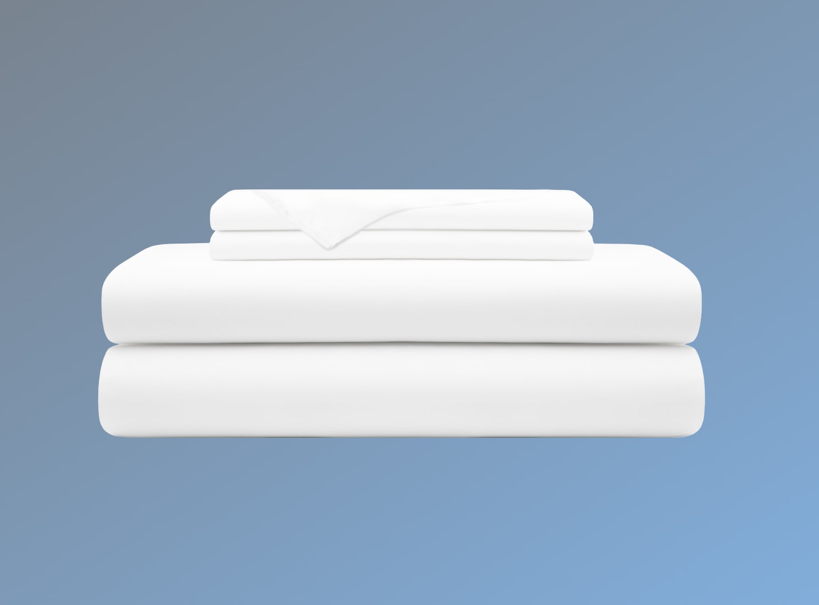 White cotton blend sheets folded on a white background