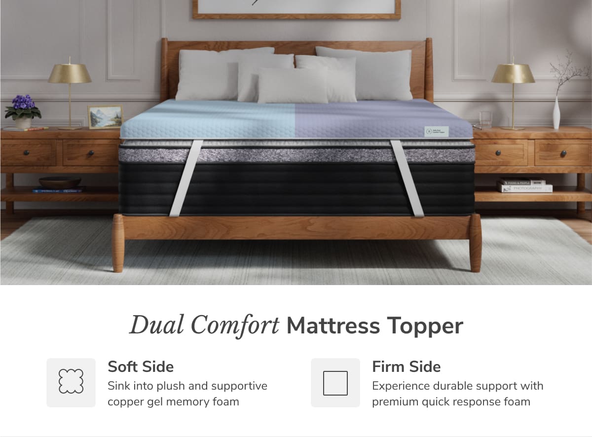 Enjoy personalized comfort on each side of the bed with the Dual Comfort Mattress Topper