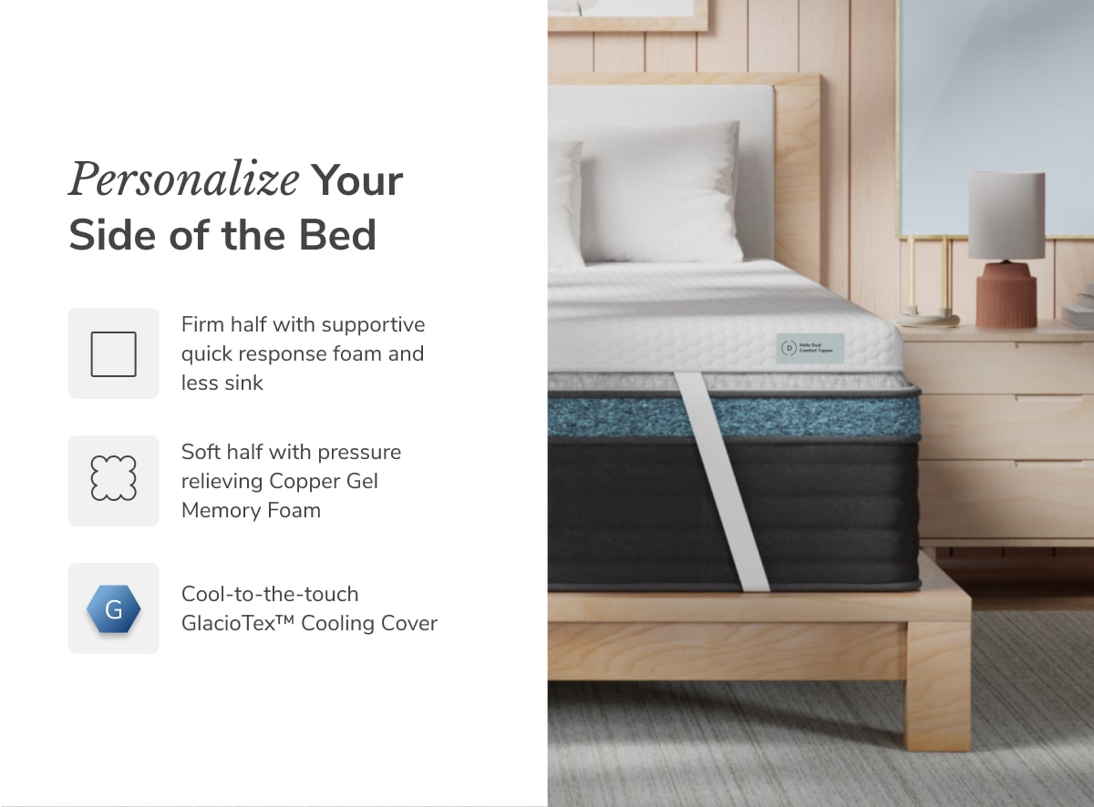 Shop the Dual Comfort Mattress Topper for personalized comfort on both sides of the bed