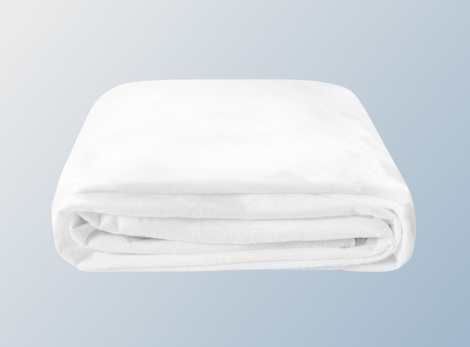 The Helix Waterproof Mattress Protector on a blue background.