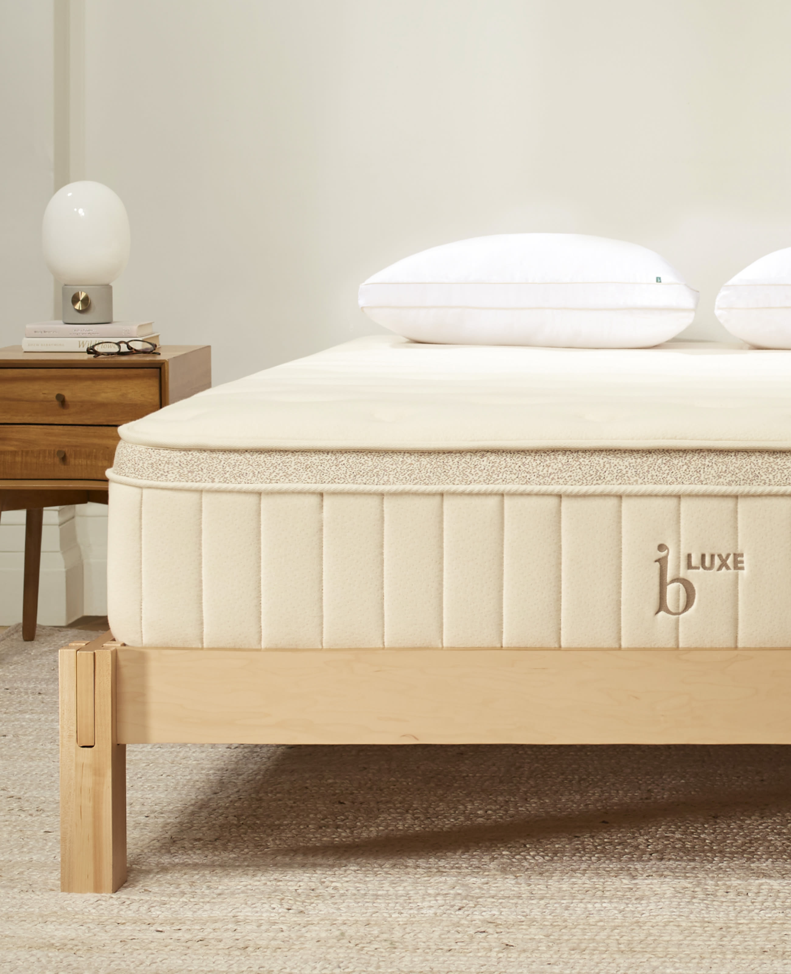 Birch Luxe Mattress on a Birch Natural Wood Frame