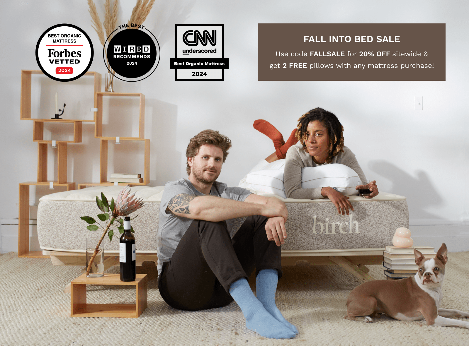 Save 20% sitewide with the Fall Into Bed Sale