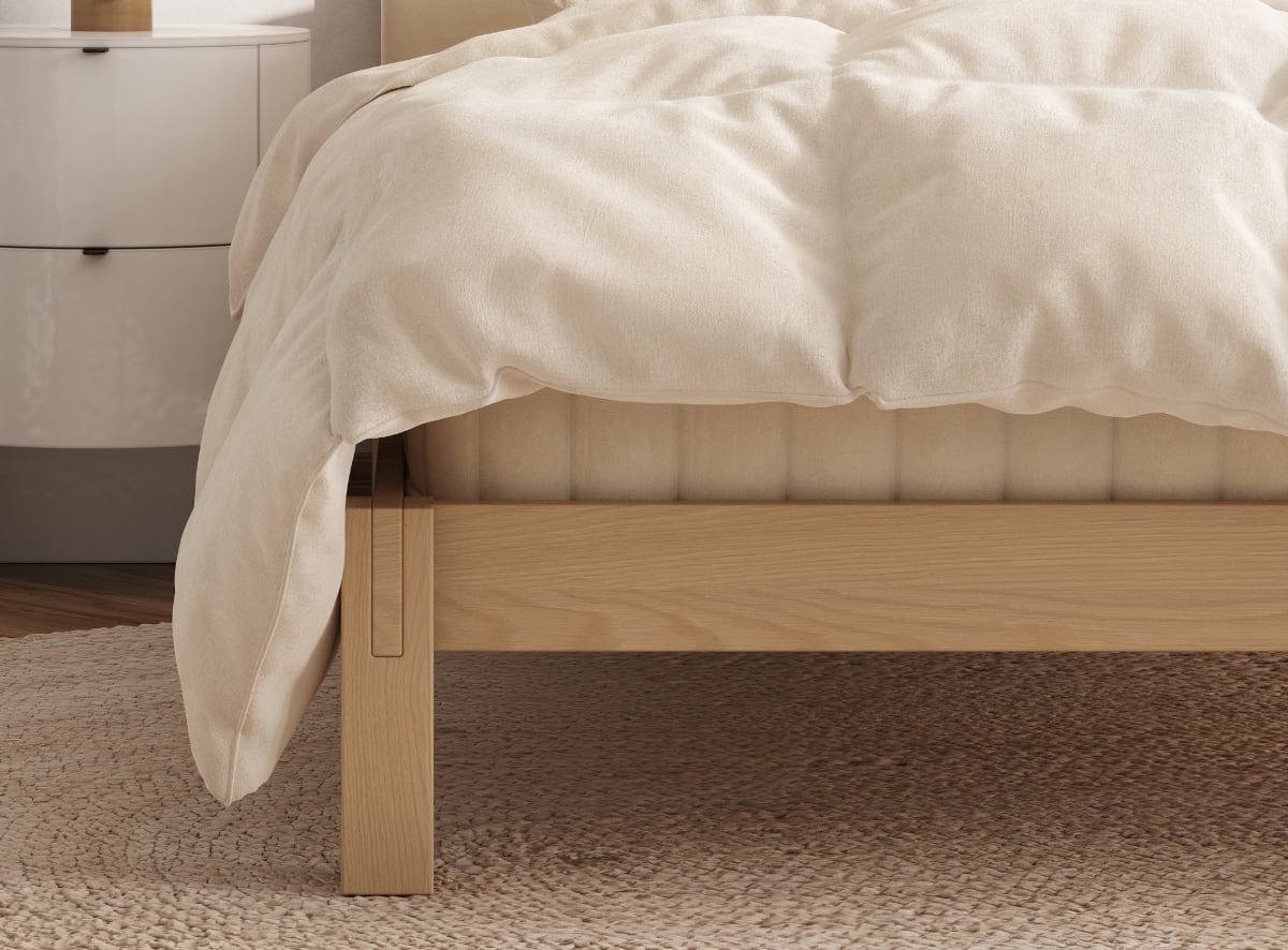 A closeup image of the foot of the Madison Bed Frame