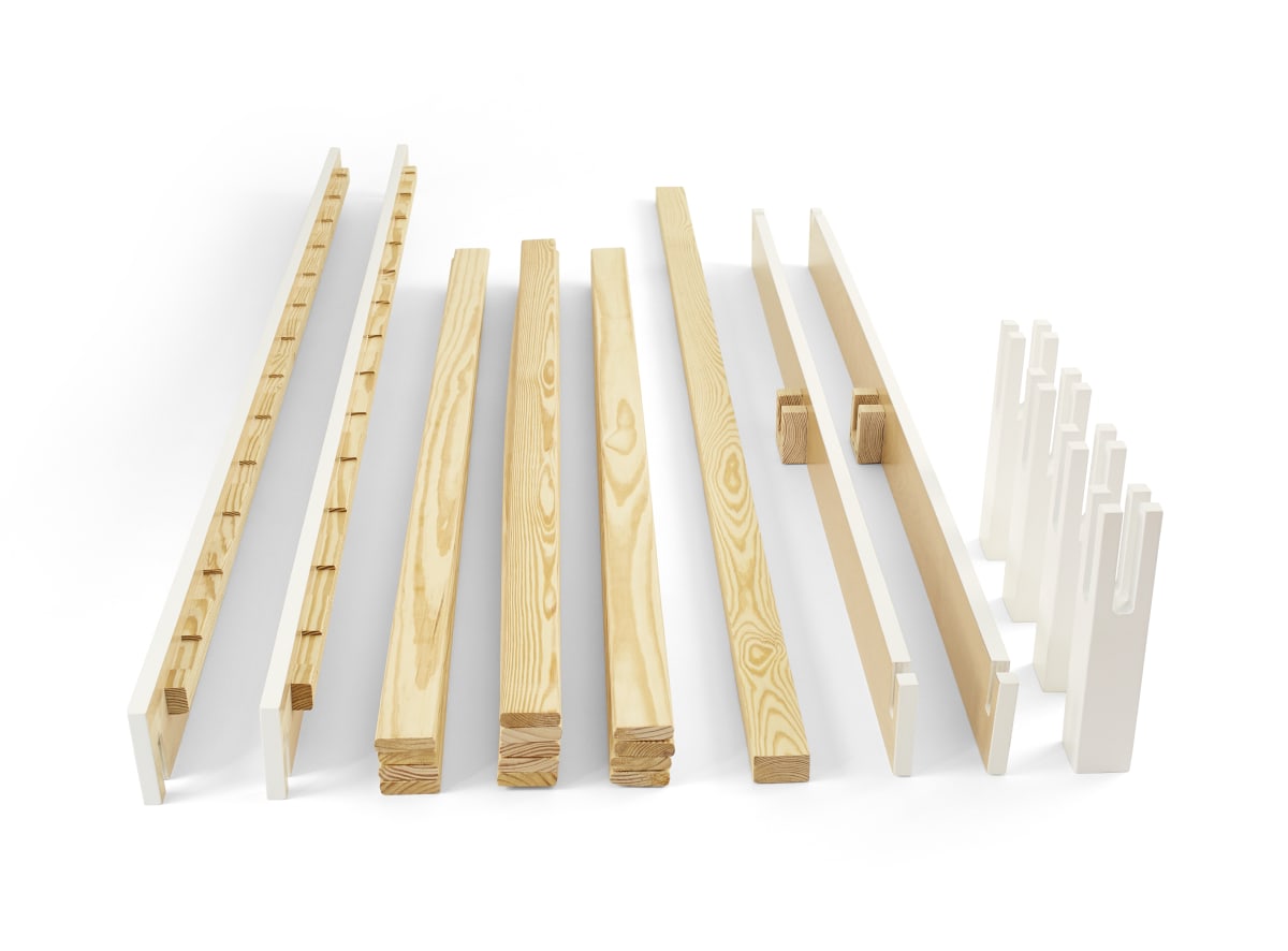 A closeup image of the components in the Madison Bed Frame