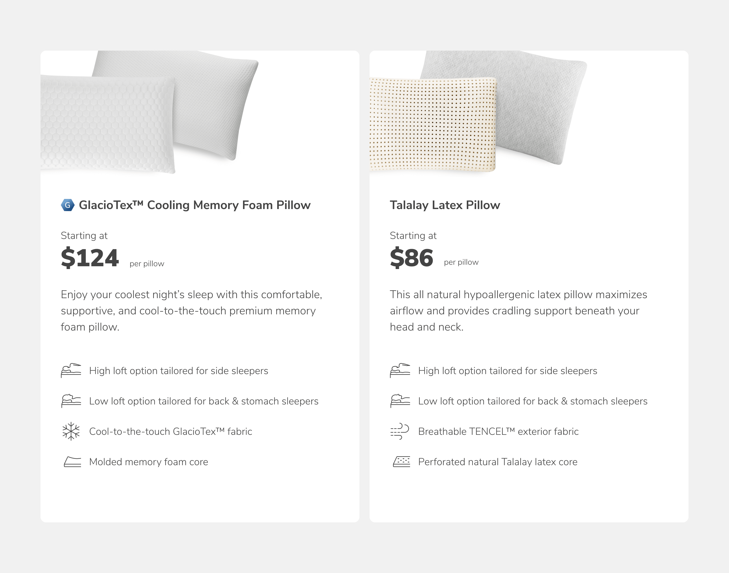 Helix Cooling Pillow & Talalay Latex Pillow Comparison