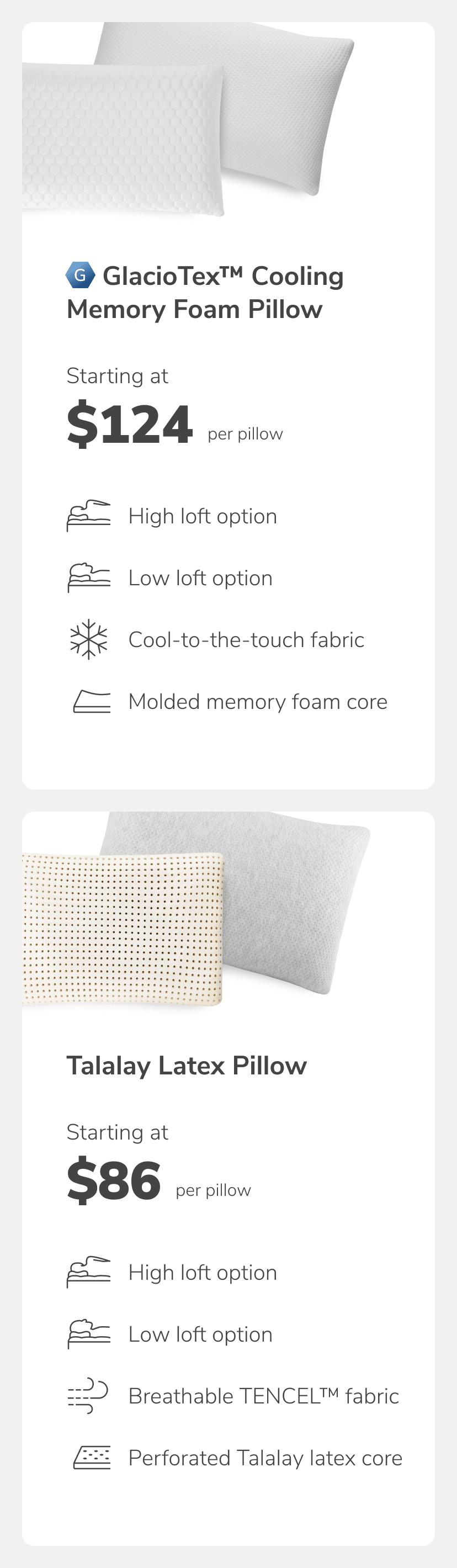 Low Loft Memory Foam Pillow