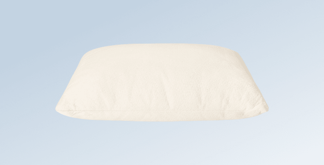 The Birch Organic pillow on a light blue gradient background