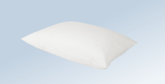 The Down and Feather pillow on a light blue gradient background