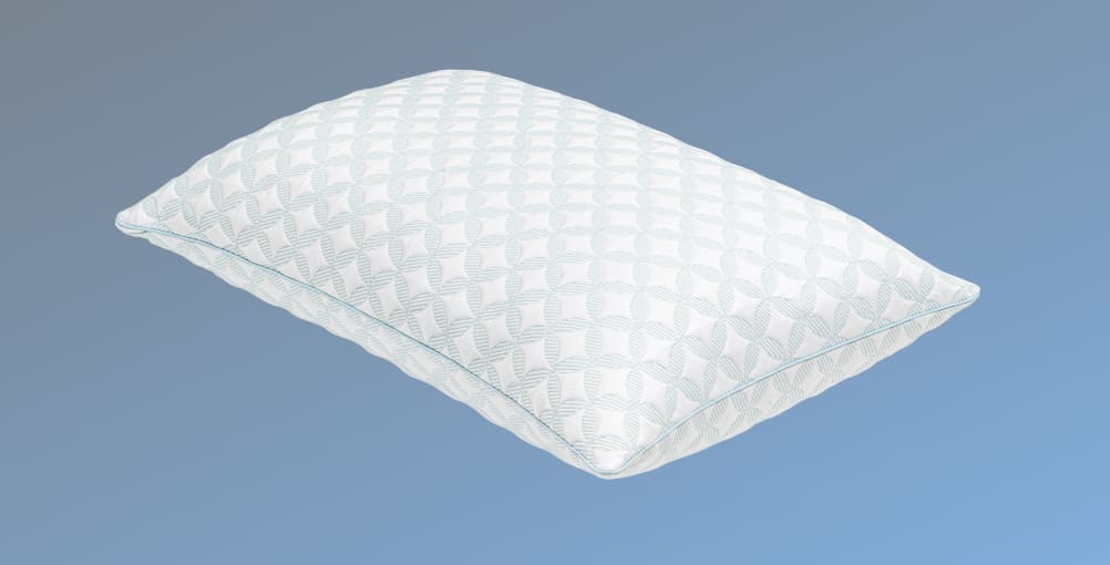 The Shredded Memory Foam Pillow on a gradient blue background
