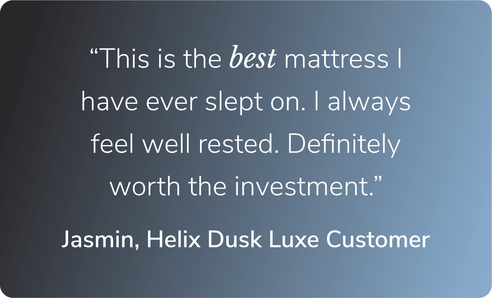 Read a real testimonial from a Helix customer