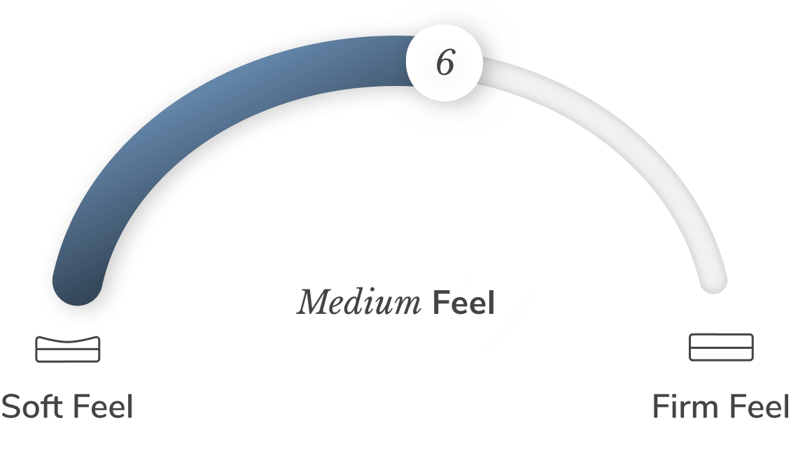 A firmness dial showing this mattress has a medium feel
