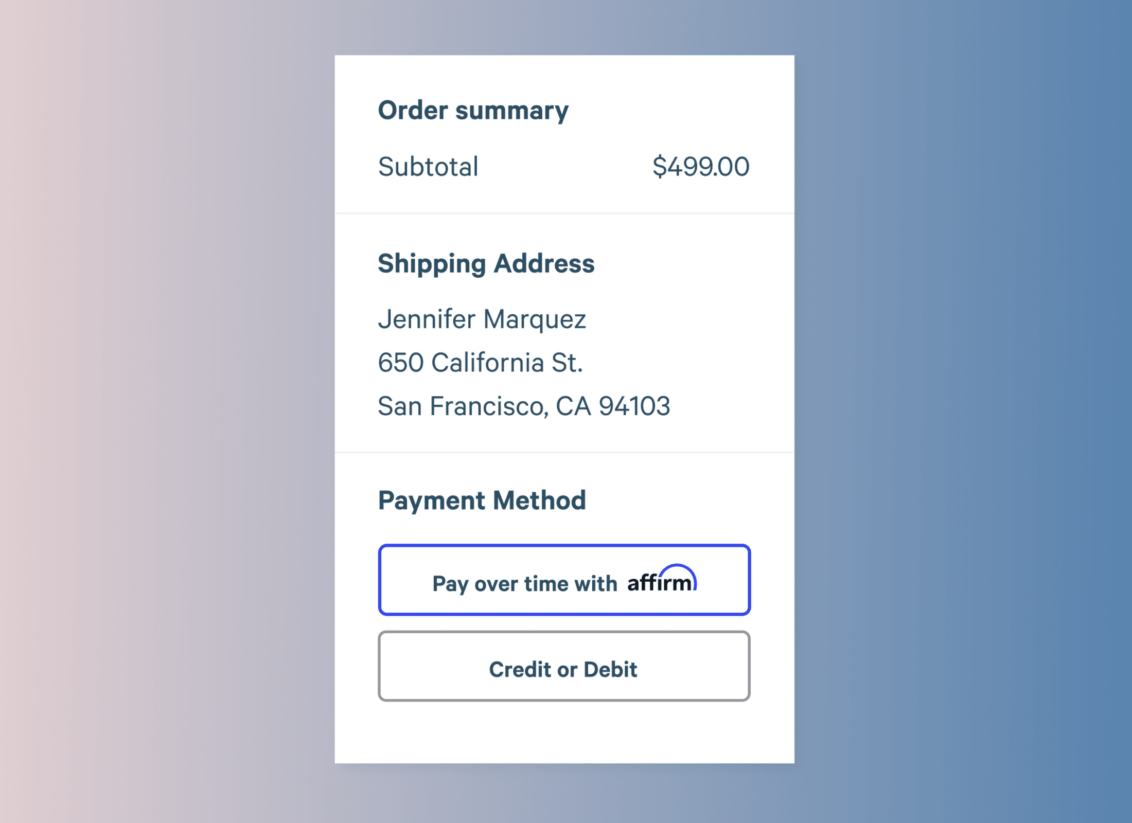 Finance your order with Affirm