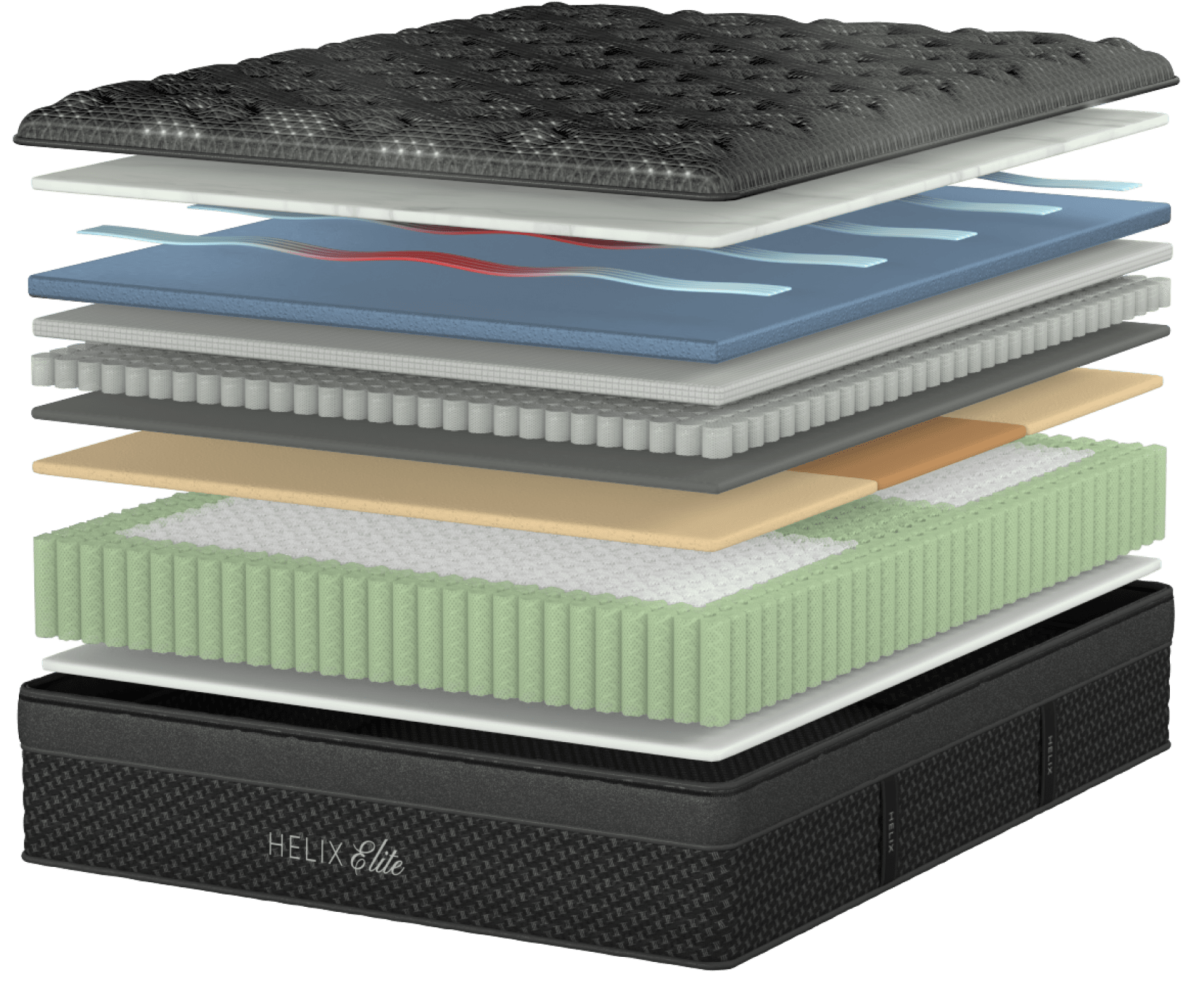 Explore the layers of the Helix Moonlight Elite mattress