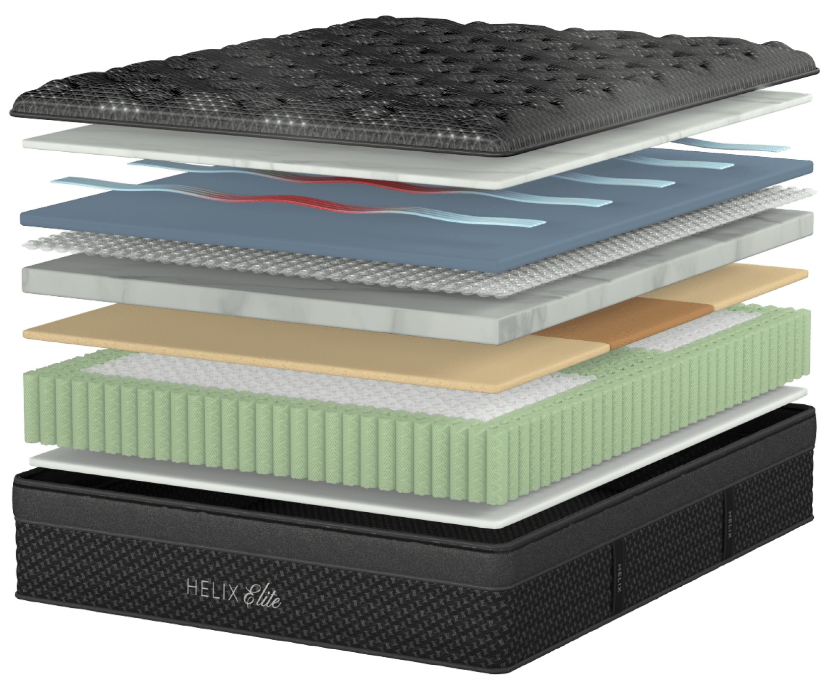Explore the layers of the Helix Sunset Elite mattress