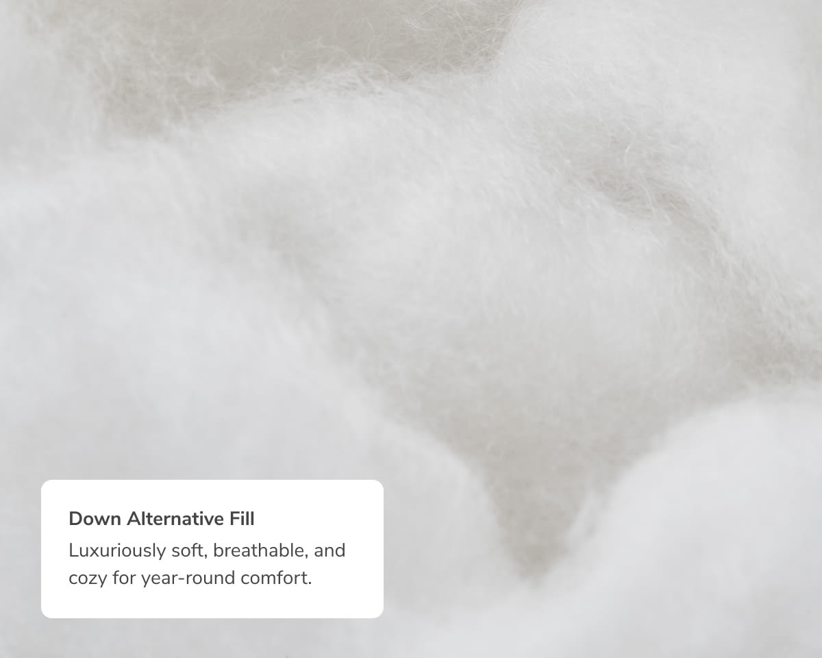 A closeup of the Duvet Insert material showcasing its down alternative fill